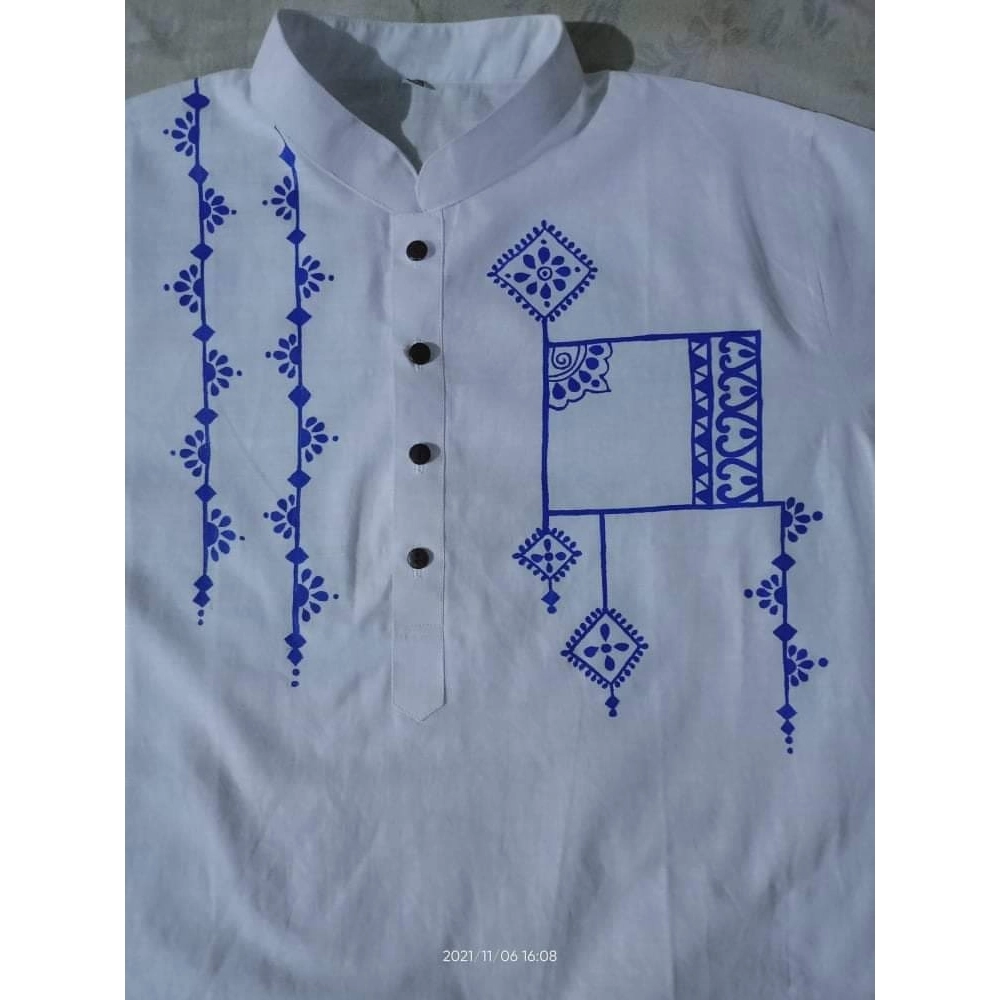 Hand Painted Special Panjabi  High Quality AC Cotton Yellow Color Panjabi-For Man