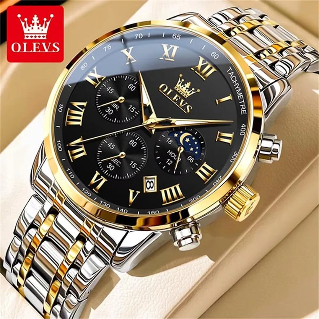 Olevs 5529 Watch For Men – Silver Gold Black